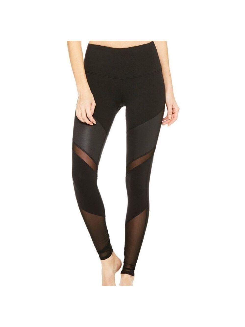 Alo Yoga Anthracite Gray High Waist Mesh Moto Leggings